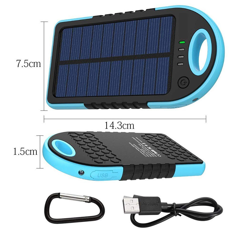 스마트 폰 패드 태블릿 용 태양 전지판 배터리 충전기 5000mAh 태양 광 방수 전원 은행 모바일 전원 은행 유니버설