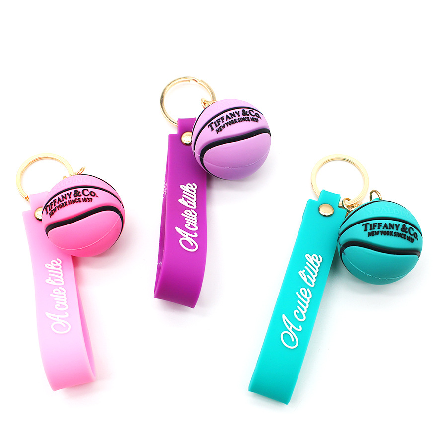 Designer mobile phone charms Car key ring pendant PVC soft glue keychain cartoon three-dimensional drop glue keychain hanging ornaments basketball souvenirs