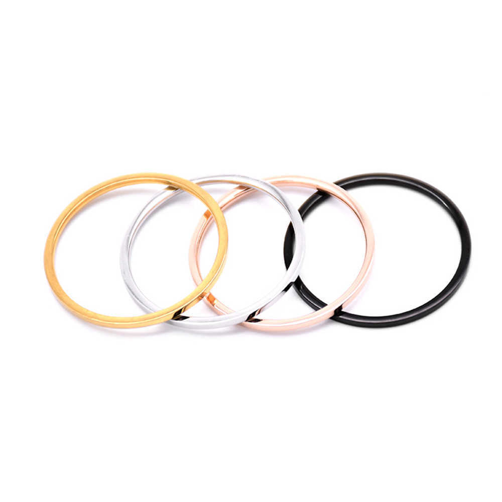 Anillos de banda JHSL 1 mm Pequeño Mini Acero inoxidable Anillos de mujer simples Negro Rosa Color oro Joyería de moda Tamaño de EE. UU. 3 4 5 6 7 8 9 10 G230317