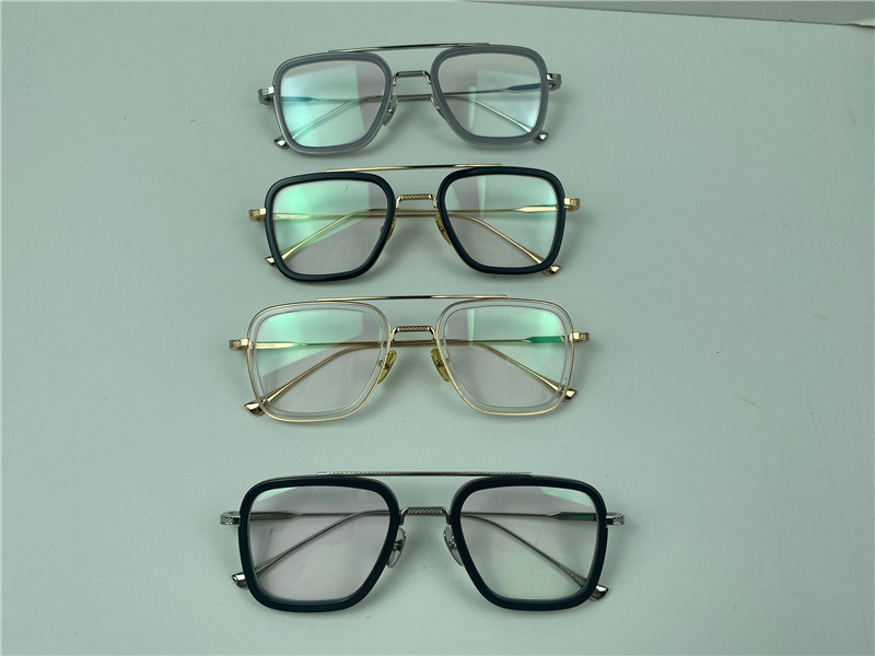 Neue Modedesign-Mann-Quadrat-optische Brille 006 exquisite Metallrahmen Vintage-populäre Stil-High-End-Brillen mit transparenten Gläsern