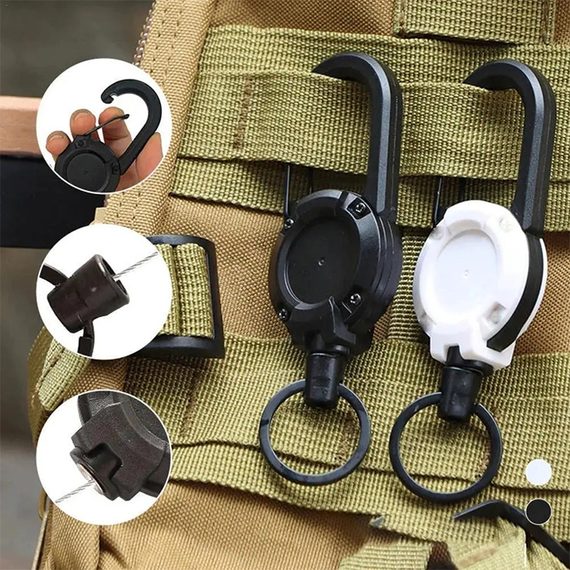 New Outdoor Automatic Retractable Wire Rope Luya Anti-theft Tactical Keychain Telescopic Keychain Retractable Hook Tool