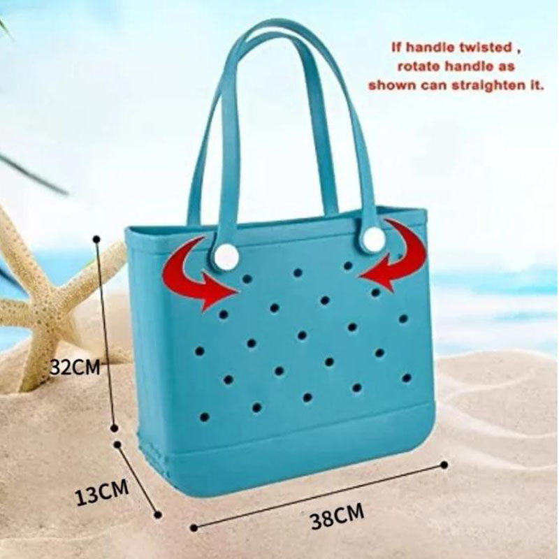 Sacs de plage en caoutchouc EVA avec trou imperméable à l'eau sac fourre-tout en Silicone ouvert Durable pour piscine de plage en plein air sport sac pour animaux de compagnie