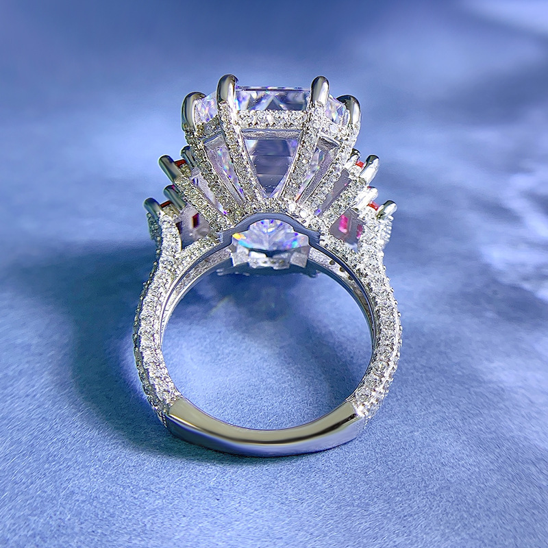 Smeraldo taglio 13*20mm lab anello di diamanti da laboratorio 100% reale 925 sterling in argento feste nuziali anelli uomini che uomini fidanzati gioielli