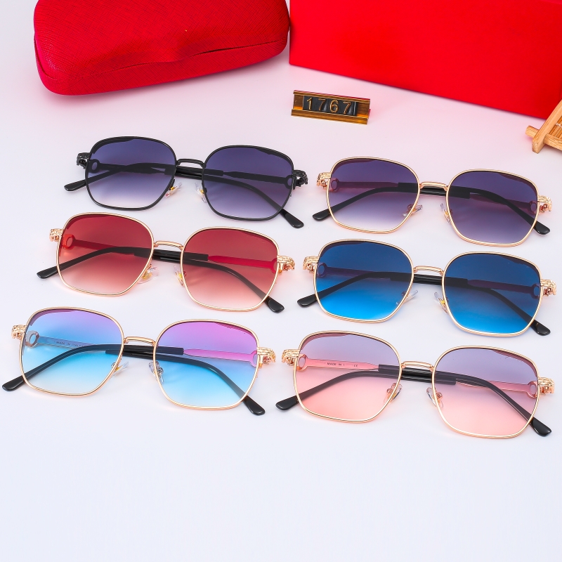 Designer rode zonnebril voor vrouwen man zonnebril mode klassieke randloze gouden metalen frame kar brillen bril goggle outdoor strand mu203c