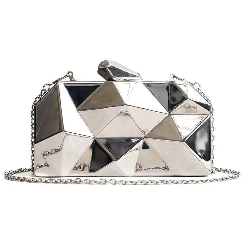 Fashion Diamond Iron Box Bag damska torebka metalowa łańcuch 230317