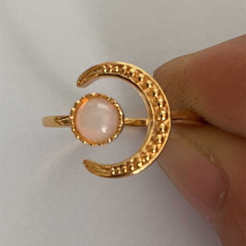 Band Rings Female Small Moonstone Open Adjustable Ring Silver Color Bridal Engagement Ring Vintage Zircon Stone Wedding Rings For Women G230317