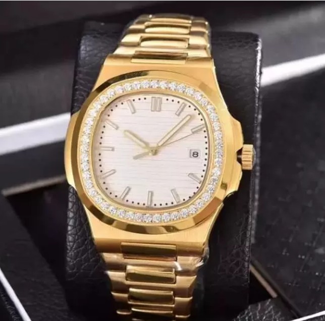 Watch Watch Luxury Men's Watch Men's Diamond Gold Watch Automatic Automatic Mechanical Steel Felet Band Nautilus