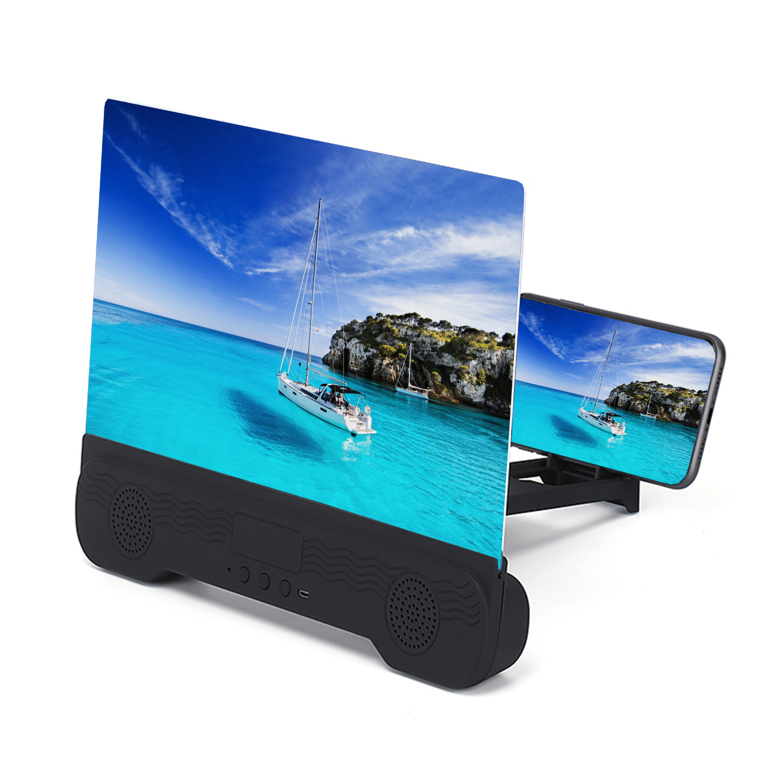 Universal Telefon montiert 14 Zoll Mobiltelefon Bildschirm-Vergrößerung Bluetooth Stereo-Lautsprecher HD-Bildschirm Vergrößerung Anti-Blau-Licht Anti-Blendfold K9