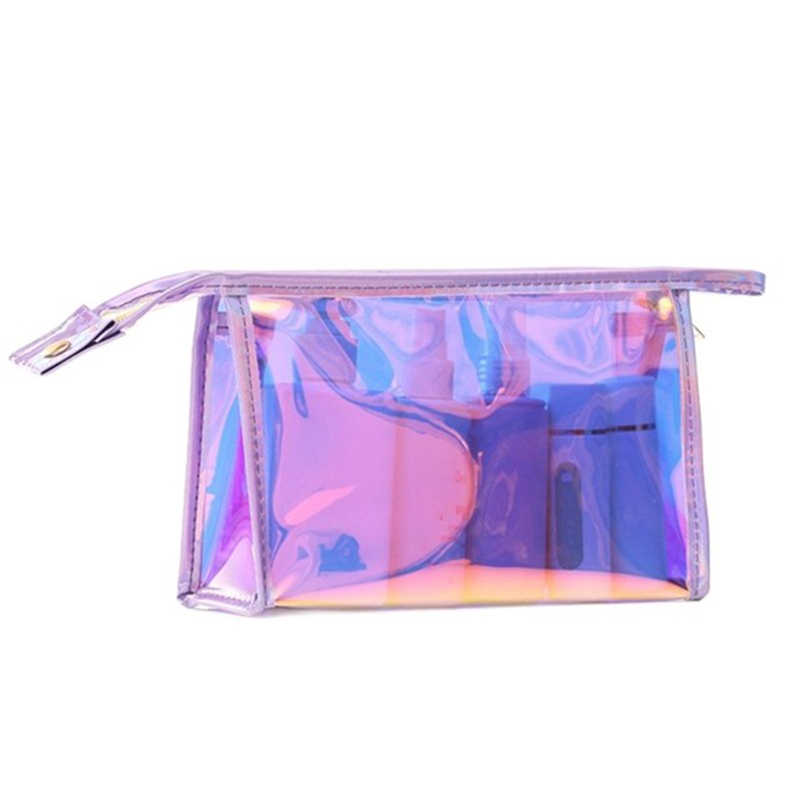 Borsa cosmetici impermeabile da donna Custodia trucco con cerniera trasparente in PVC Borsa da viaggio organizer da toilette portatile da donna