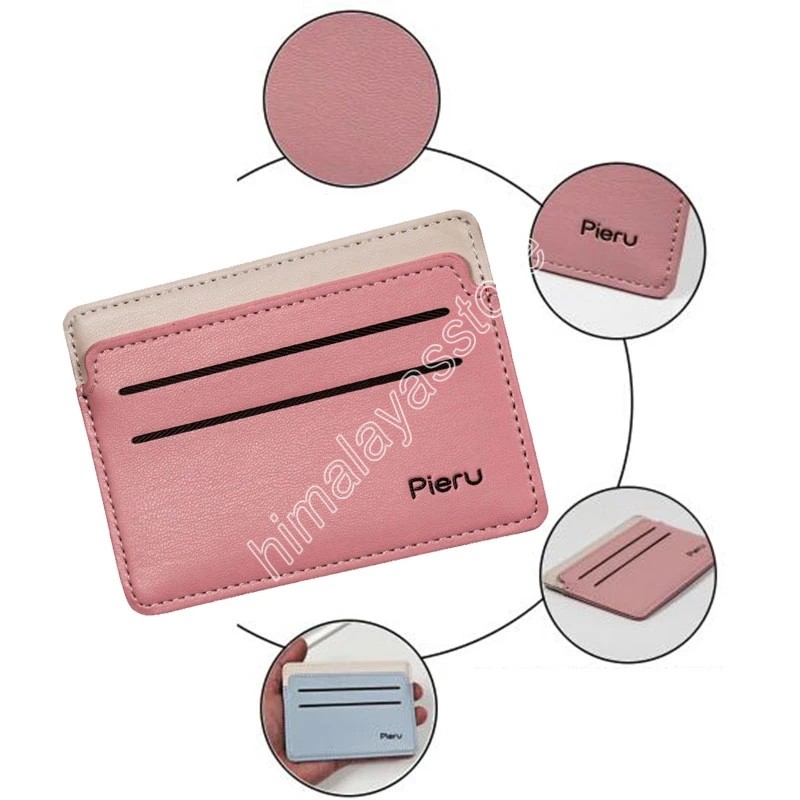 Nouveau support de carte d'identité en cuir PU Candy Color Bank Credit Card Box Multi Sllot Slim Card Case portefeuille Femme Men Couverture de carte de visite