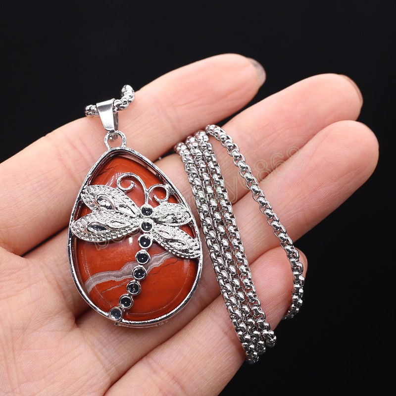 Collier pendentif en pierre naturelle opale Quartz Rose améthyste chaînes à maillons papillon cristaux de guérison collier en pierre pour femmes bijoux