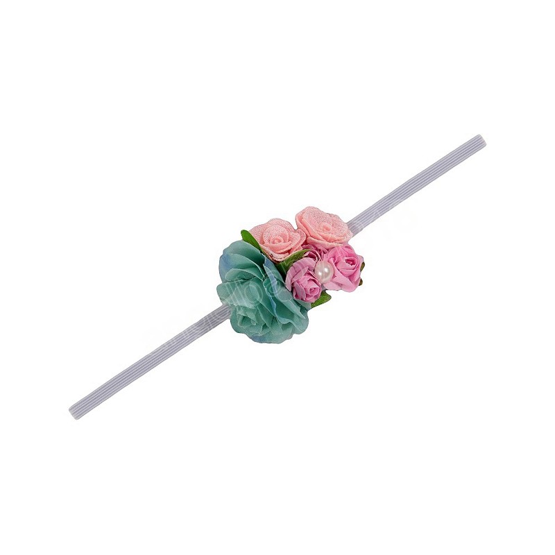 Fasce capelli bambine con fiori di rosa con fasce elastiche capelli bambini con perle, accessori capelli neonati