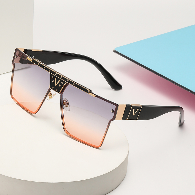 Designer solglasögon för kvinnor män mode stil fyrkantig ram sommar polariserade solglasögon klassisk retro fullt tryck adumbral 6 färger valfritt med låda