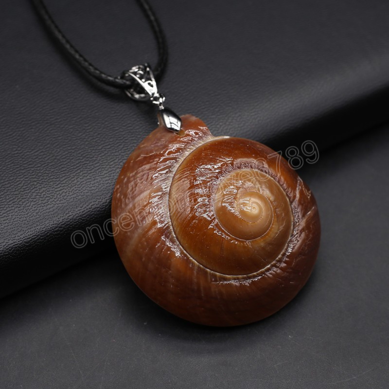 Naturel Shell Conch Pendentif Colliers Longues Chaînes De Corde Ronde Shell Charmes Colliers pour Femmes Bijoux 55X50mm