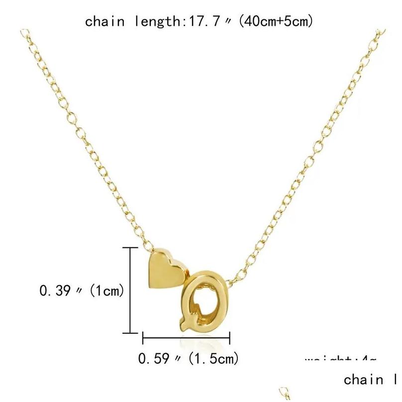 Pendanthalsband Fashion Creative Love 26 English Letters Simple Necklace Wild Peach Heart Short Clavicle Chain Drop Delivery Jewel Dhui8