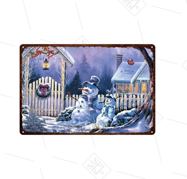 Letrero de metal navideño Calabaza de Halloween Placa de hojalata decorativa Placa de Papá Noel y alce Arte familiar Etiqueta de la pared Placa Decoración para el hogar 30X20 cm W03