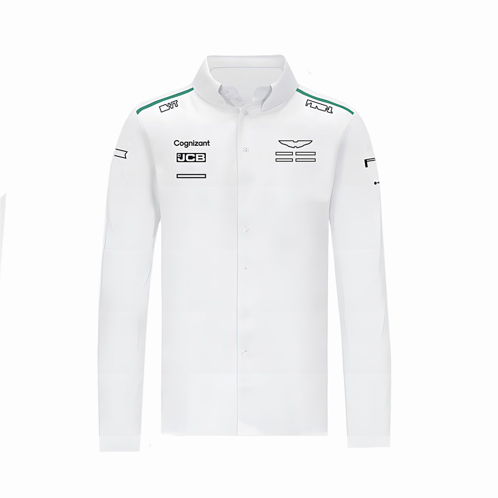 2024 Nya F1-skjortor Formel 1 Team Fashion Long Sleeve Shirt Spring Autumn Men's Fit White Black Casual Shirt Button-Down Collar Shirt