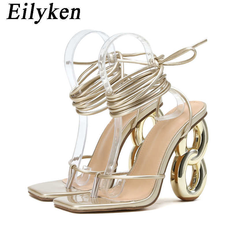 Sexig fotledskorsband Sandaler Kvinnor Summer Bankett Fashion Open Toe Club Stripper Design Fretwork Heels Ladies Shoes 230306