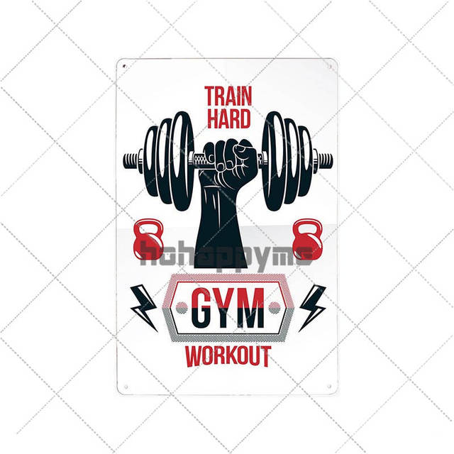 Work Out Slogan Poster Retro Gym Tin Sign Fitness Exercise Plate Vintage Sport Sign Pub Bar Gym Wall Decorative Plaque 30X20cm W03