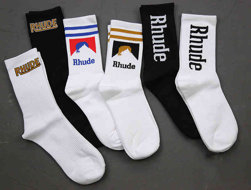 Chaussettes simples en coton pour hommes et femmes, chaussettes tendance de rue européenne et américaine, chaussettes Rhude pour Couple en Tube