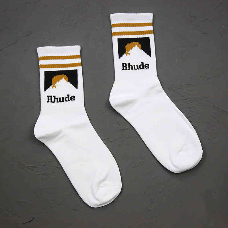 Chaussettes simples en coton pour hommes et femmes, chaussettes tendance de rue européenne et américaine, chaussettes Rhude pour Couple en Tube