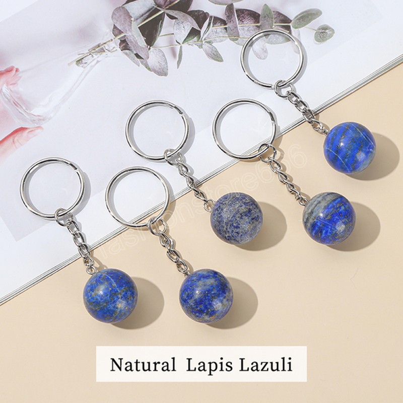 Naturalny różowy kwarc lapis lazuli okrągły kulki urok brekówka Trenda Reiki Healing Stone Sain Cain Wiselant Making Keyholder