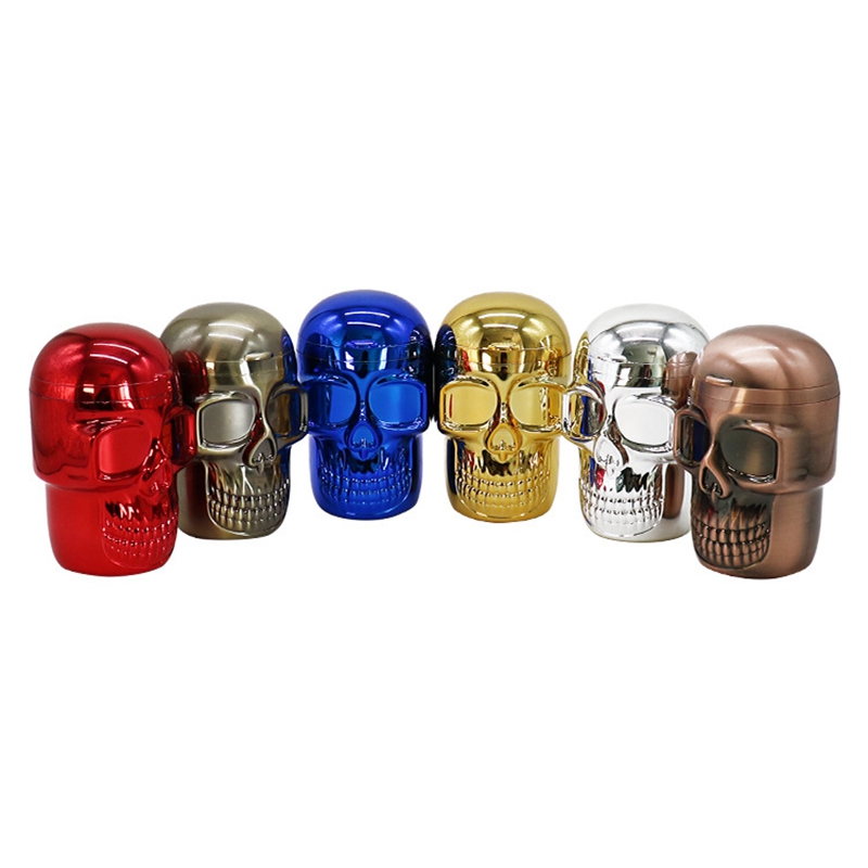 Latest Colorful Skull Ashtrays Dry Herb Tobacco Cigarette Holder Portable Automatic LED Decorate Lighting Innovative Design CAR Ashtray Container