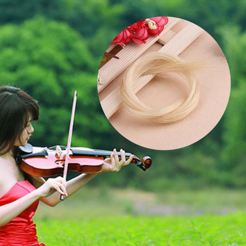 1 Hank Universal Yellow White Stallion Haar Haar voor viool Bow Snaged Musical Instruments Vioolonderdelen Accessoires