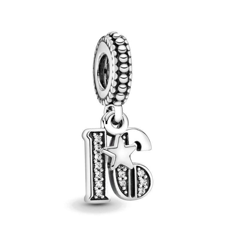 925 Silber für Pandora Original Charms DIY Anhänger Damen Armbänder Perlen Geburtstag Zahlen 16 18 Anhänger