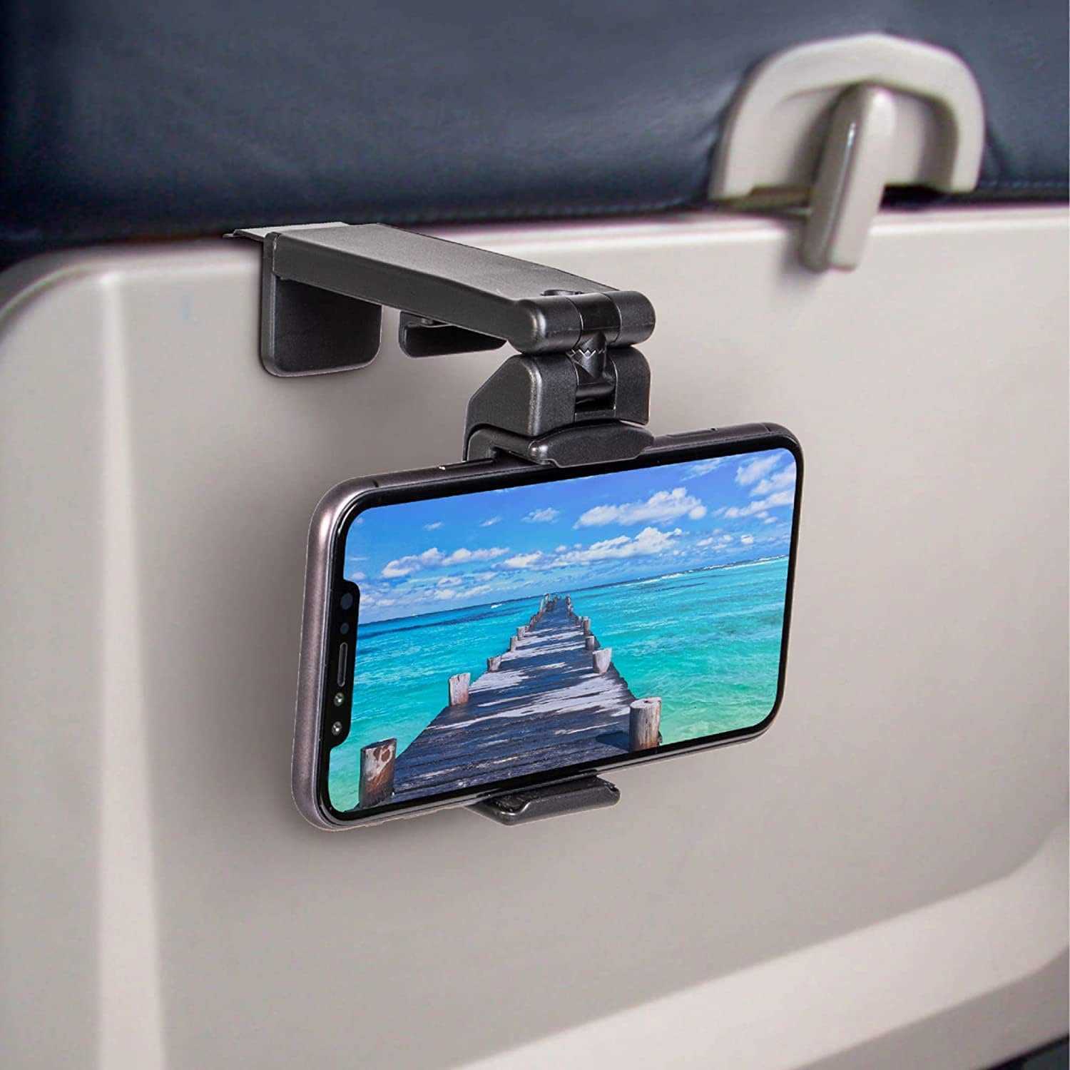 Cell Phone Mounts Holders 360 Rotation Airplane Flight Phone Holder Clip Car Mount Desk Train Seat Cellphone Stand Support Foldable Travel Phone Holders