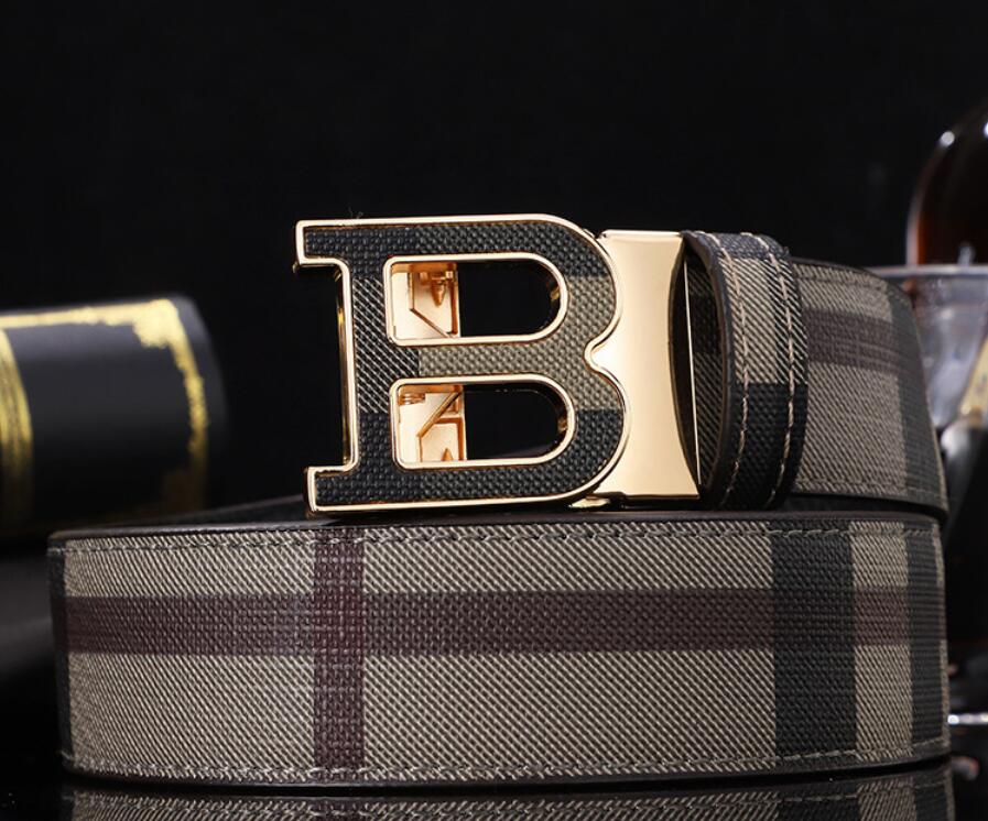 Mens Automatic Buckle Belt Letter B Plaid Business Casual Pants Belt Designer Brand Jeans Waistband