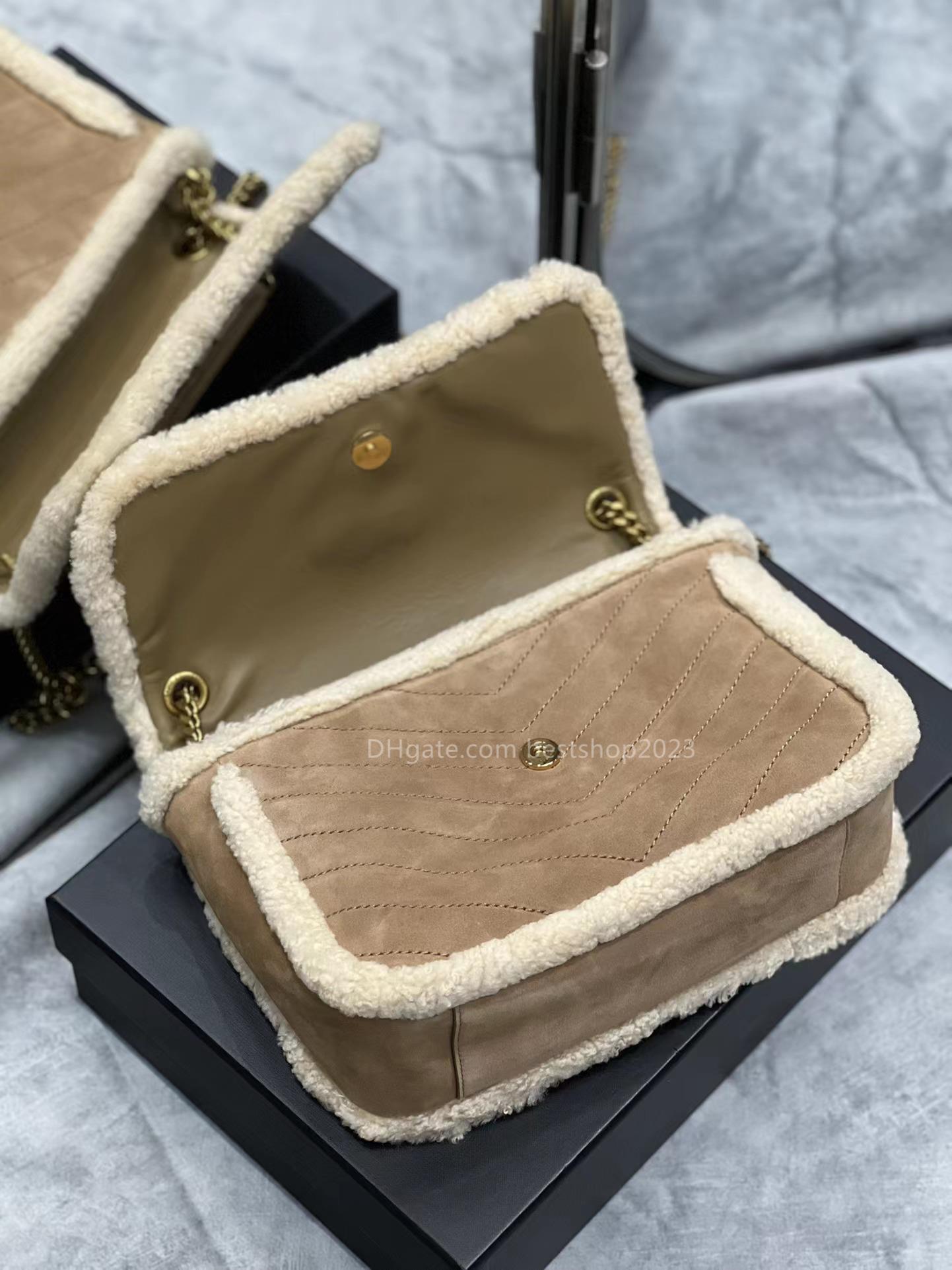 Luxury Women's Bag Chain Bag Shoulder Bag Crossbody Handbag Lambswool Gentle Premium Flap Bag Yellow 28*20*8.5CM