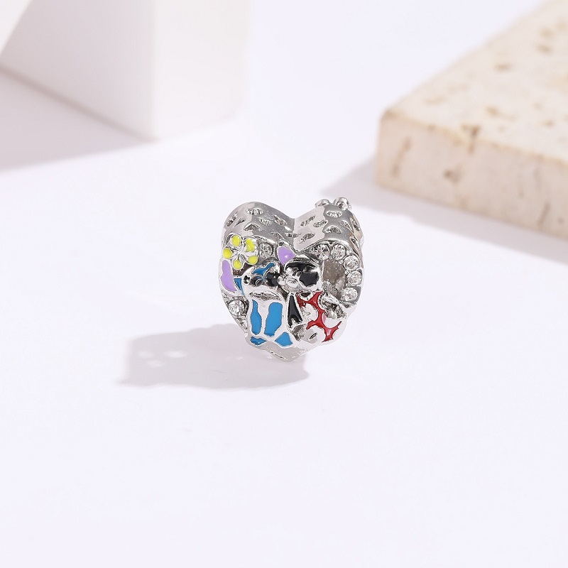 Fits Pandora Bracelets Mother's Day Cartoon Love Heart Enamel Charms Beads Silver Charms Bead For Women Diy European Necklace Jewelry