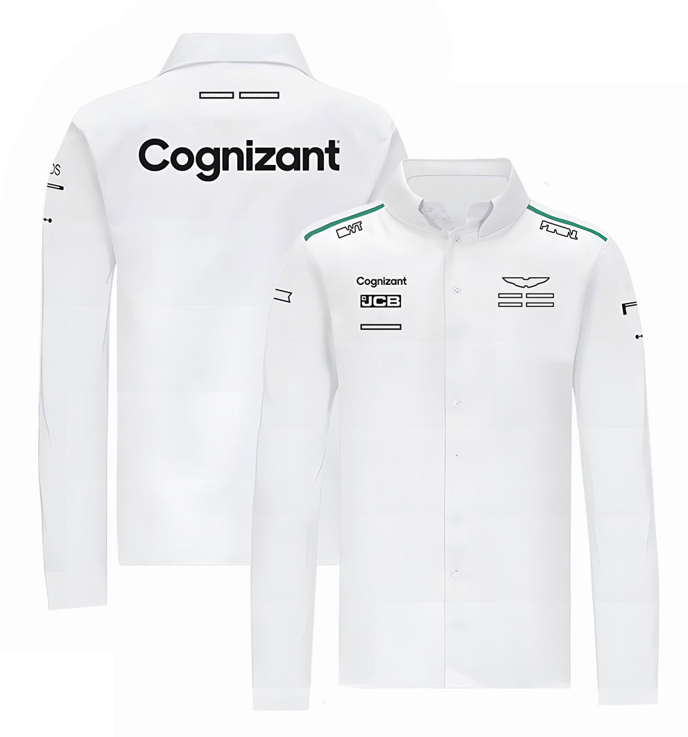 2024 neue F1 Shirts Formel 1 Team Mode Langarm Hemd Frühling Herbst männer Fit Weiß Schwarz Casual Hemd taste-unten Kragen Hemd