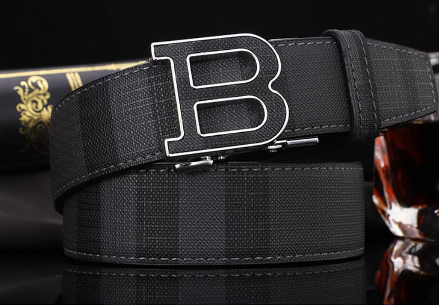 Mens Automatic Buckle Belt Letter B Plaid Business Casual Pants Belt Designer Brand Jeans Waistband