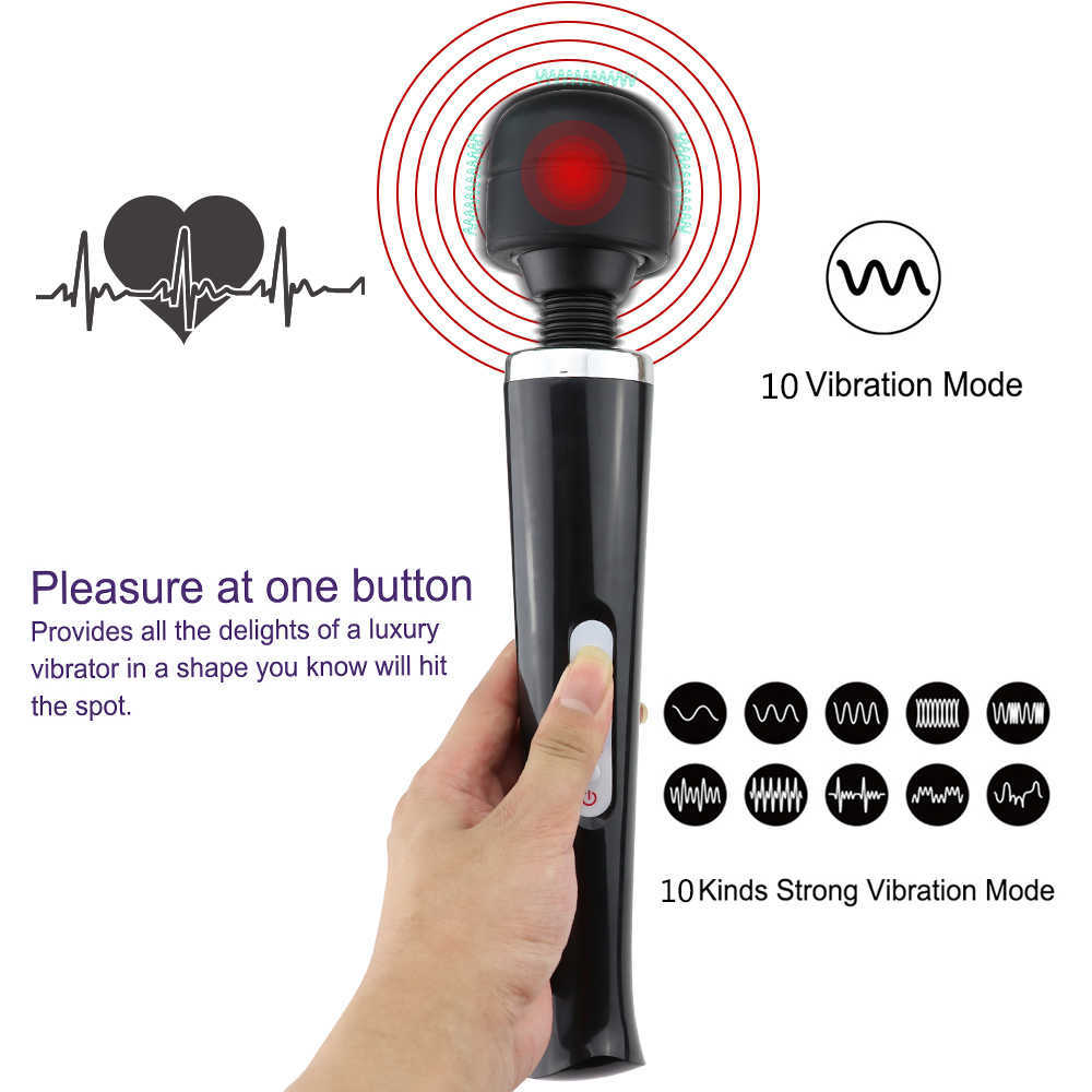 Vibrators Nxy 320 * 58 мм Big Magic Wand 10 Speeds Av Stick Massager Мощный огромный сексуальный стимулятор -клитор для женщин 230310