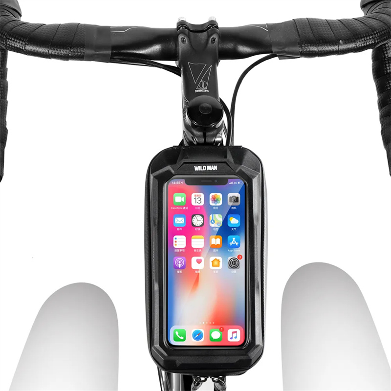 Sacs de sacoches WILD MAN Cadre de vélo Tube supérieur avant Cyclisme étanche 6,6 pouces Étui de téléphone pour appel Écran tactile VTT Pack Accessoires de vélo