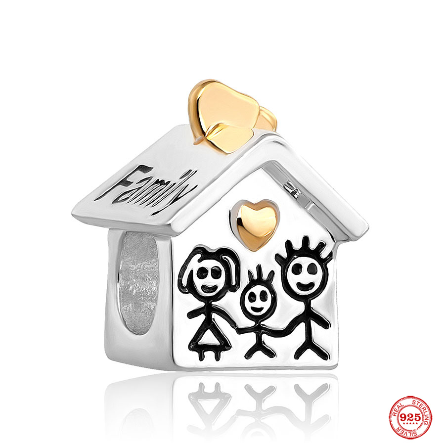 925 Silver Fit Pandora Charmos originais pingentes pingentes de braceletes da família Série de felicidade da família Charm Red Love Lock Lock