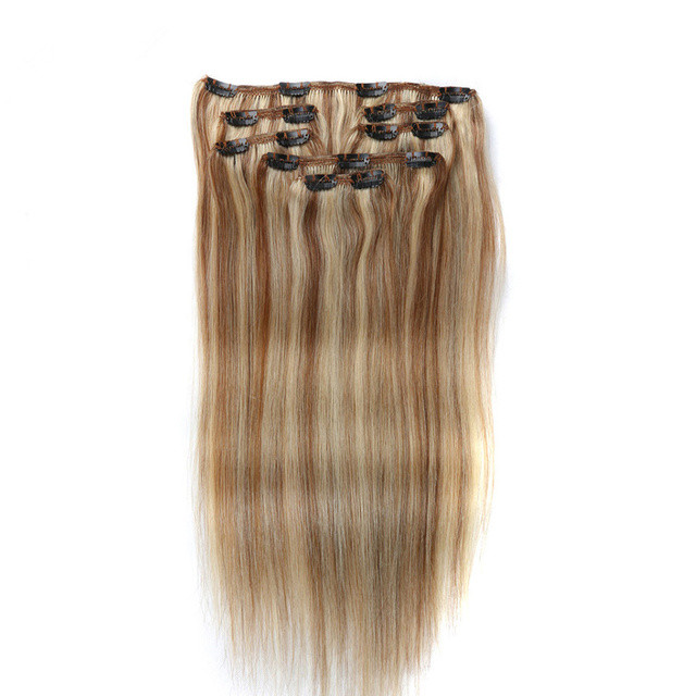 EuropeanAsh Blonde Natural Seamless Clip in Hair Extension for White Woman Straight Piano Grey 613 Brazilian 100％Human Remy Hair Top Quality 100g