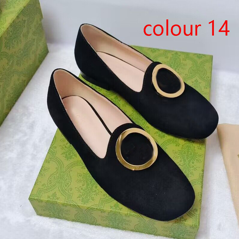 Women Dress Shoes designer shoes letter spring autumn cowhide Belt buckle high heels Coarser heel leather Metal buckle lady heeled boat shoe Large size 34-42 With box