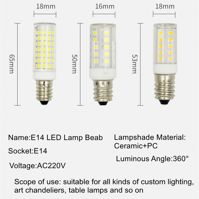 MINI E14 LED -lampa 5W 7W 9W AC 110V LED -majs glödlampa SMD2835 360 BEAM VINKLE Ersätt halogen ljuskronlig lampor D3.5