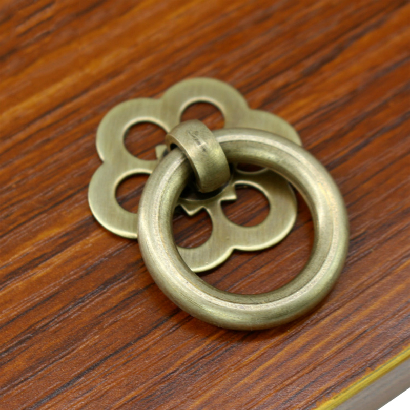 3cm Brass Antique Drawer Door Handles Furniture Wardrobe handle Cabinet Shoe Knob Round Cone Pull Ring Hardware Part