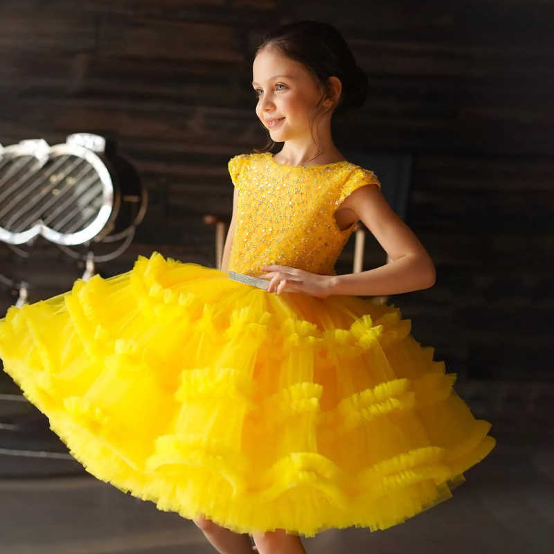 Vestidos de menina Flor Tulle Bordado Baby Girls Dress Dress Creimony Roupeding Bow tutu Party Party Elegant Girls Dress Dress Kids Vestidos W0314