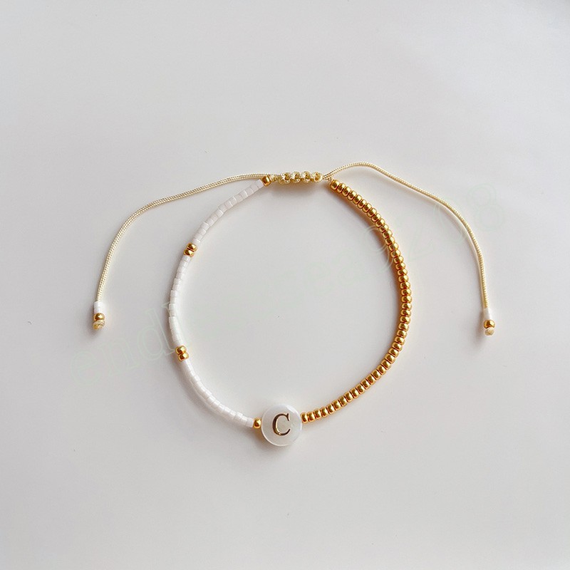 Modna skorupa bransoletki boho a-z początkowa litera urok bransoletki ręcznie robione regulowana bransoletka biżuteria plażowa dla kobiet dziewczęta