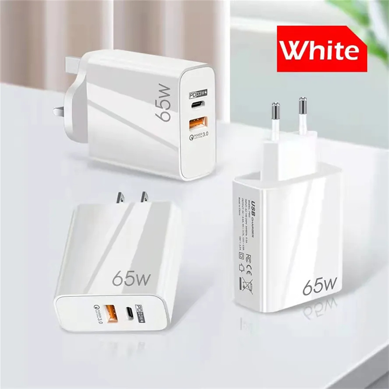 65W Snabb PD Fast Charging Charger Wall Phone Chargers Type-C USB PD Universal Power Adapter för iPhone-bärbar dator med butikslåda