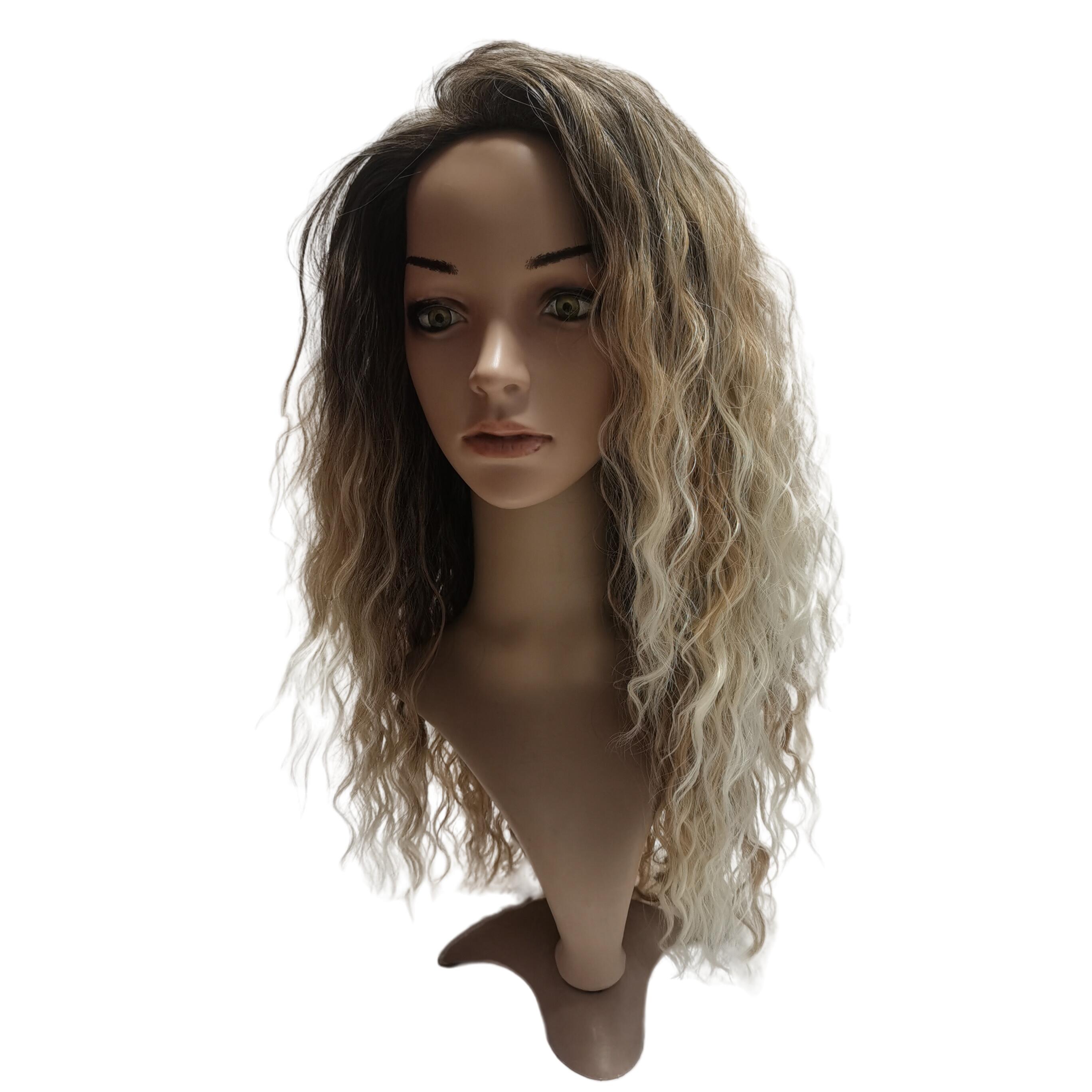 Ombre Farbe Euramerican Damen Long Curly Synthetic Perücken Frauen natürliche wellige Perücken hitzebeständige Cosplay -Haare