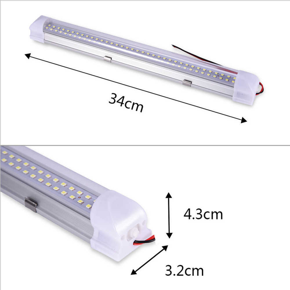 Strisce LED LED Light Bar DC12-85V 2835 72Led Car Interior Light Indoor Reading Plafoniera Car Van Bus Caravan Lamp con interruttore ON / OFF P230315