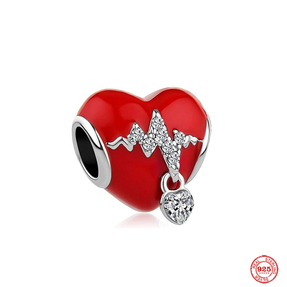 925 Silver Fit Pandora Charmos originais pingentes pingentes de braceletes da família Série de felicidade da família Charm Red Love Lock Lock