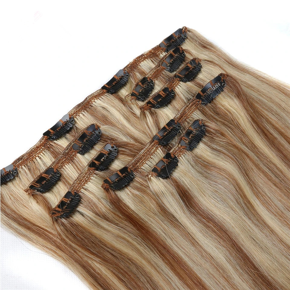 EuropeanAsh Blonde Natural Seamless Clip in Hair Extension for White Woman Straight Piano Grey 613 Brazilian 100％Human Remy Hair Top Quality 100g