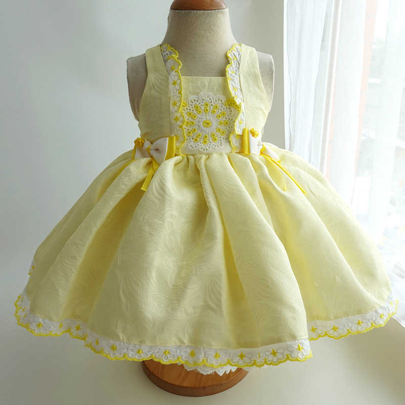Flickas klänningar spanska baby klänning flickor lolita prinsessa vestidos barn födelsedag eid påskparty boll klänning barn spets spanien boutique drees w0314